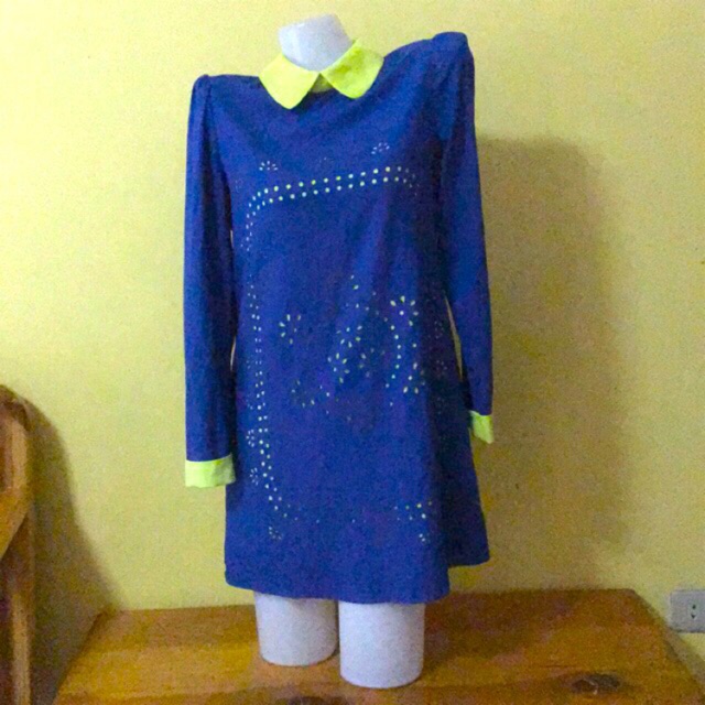 long sleeve royal blue dress