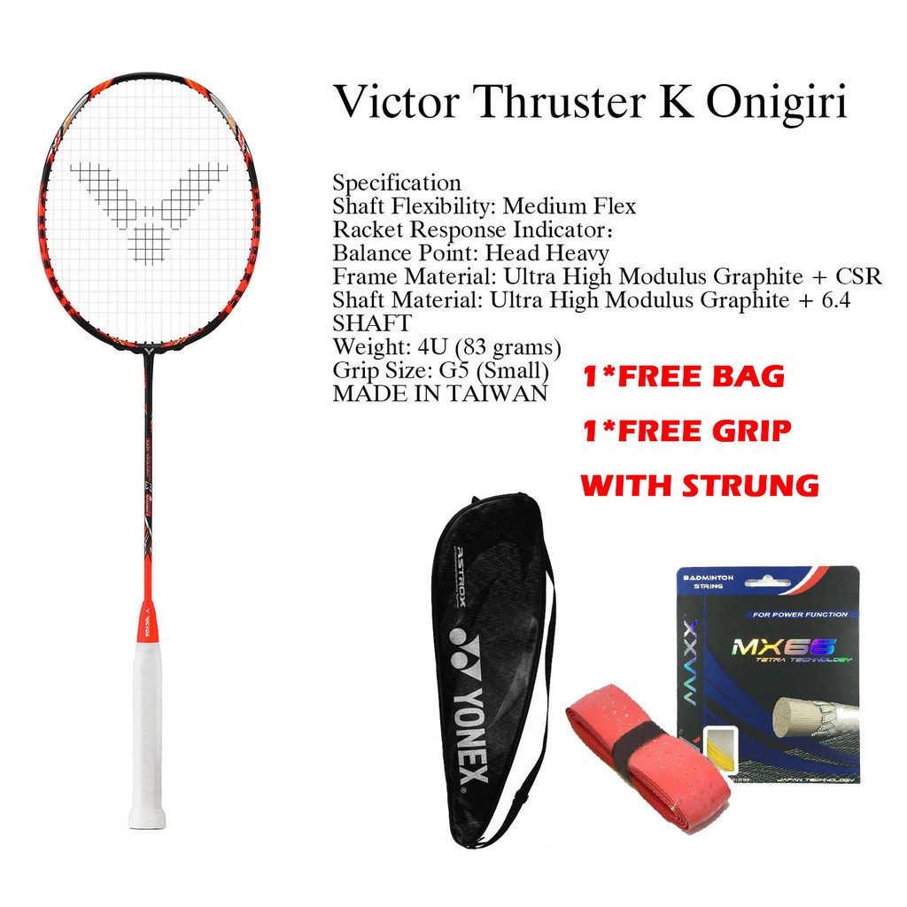(Free String Service) Victors THRUSTER K RED (4UG5) Raket Badminton ...