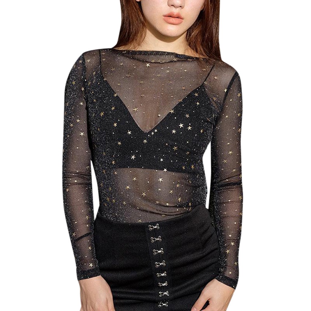 sequin see through top