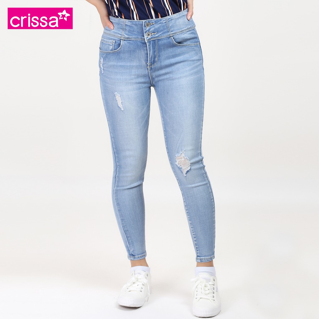 Crissa Skinny Highwaist Jeans CLB28-0283 (Light Wash) | Shopee Philippines