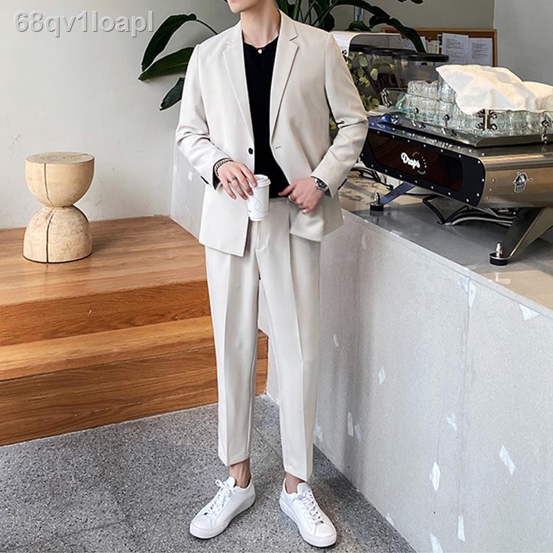 ✺White handsome casual suit men s trendy loose light mature style suits men  s net red jacket summer | Shopee Philippines