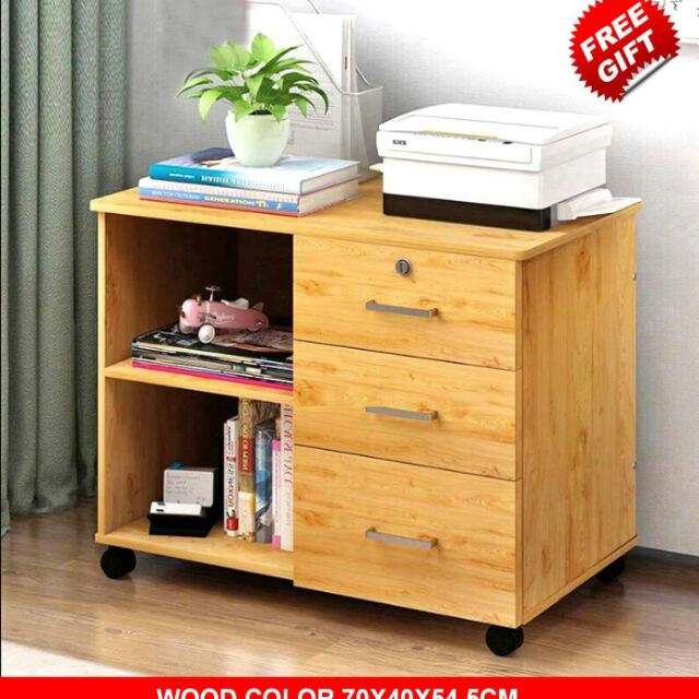 File Cabinet With Wheels 2 Layers Open Shelves 3 Drawers P14s 70cm Shopee Philippines