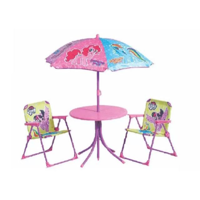 childrens table and chairs with umbrella