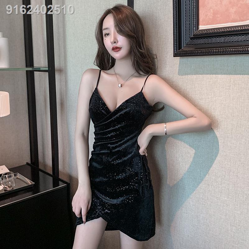 A-line bar KTV evening dress low cut V-neck suspender sexy dress | Shopee  Philippines