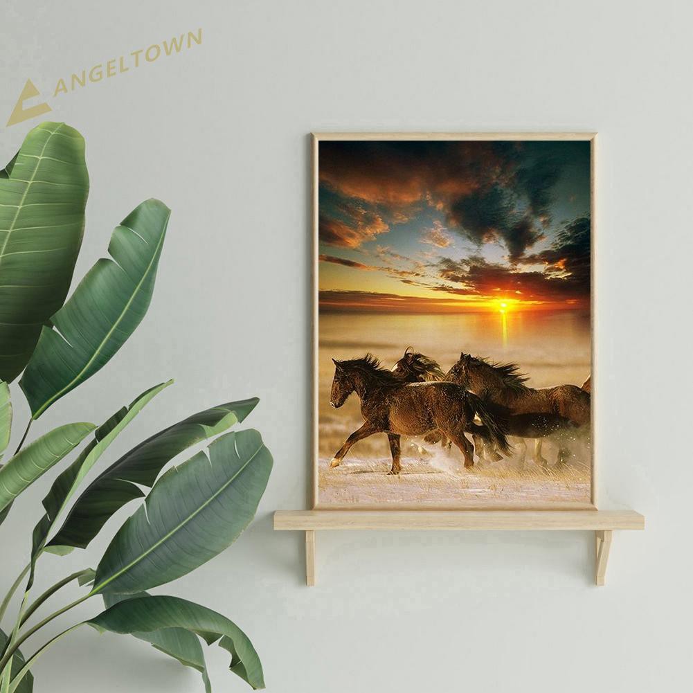 5D DIY Full Round Drill Diamond Painting Gallop Horses Mosaic Kit Rhinestone Drawing Picture Home Decoration Art Craft