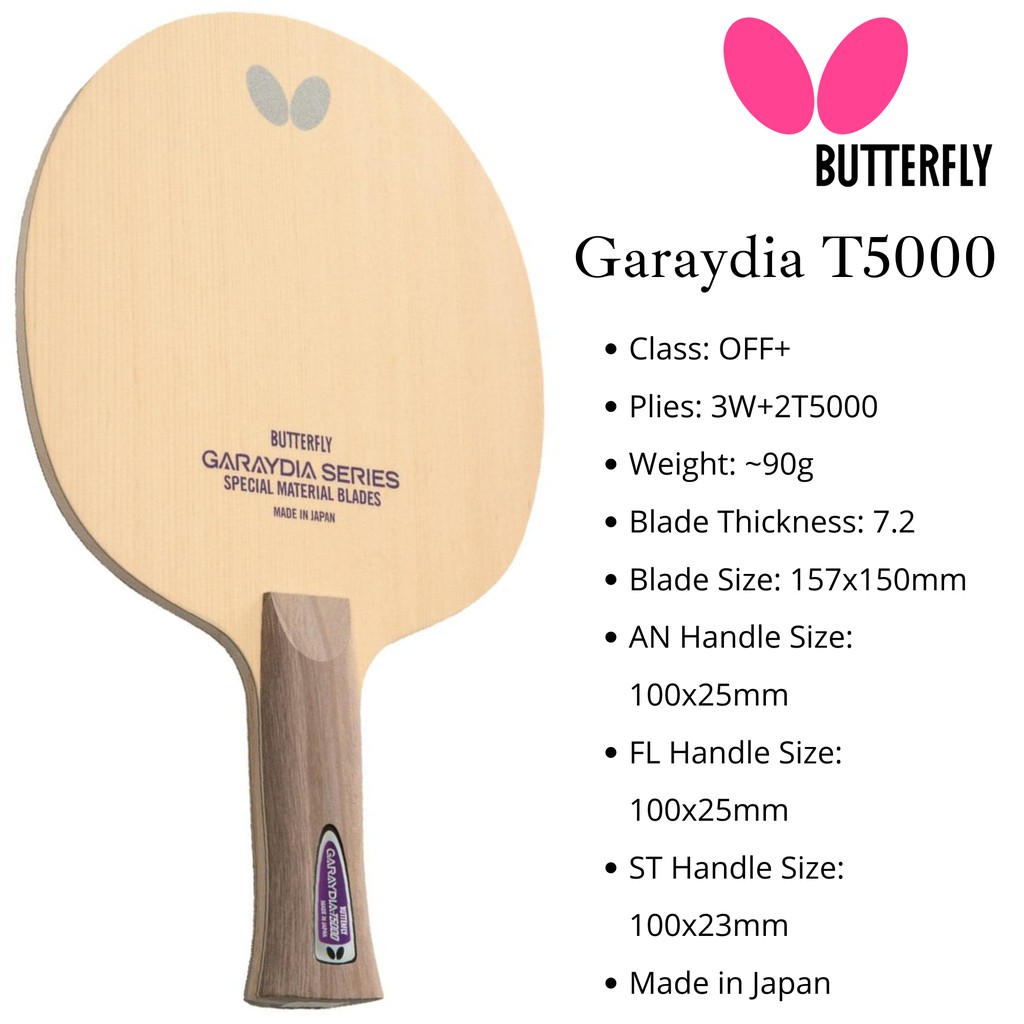 Butterfly Garaydia T5000 FL Blade Table Tennis Ping Pong Racket 