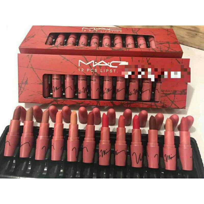 Mac RED 12 pcs matte lipstick set | Shopee Philippines