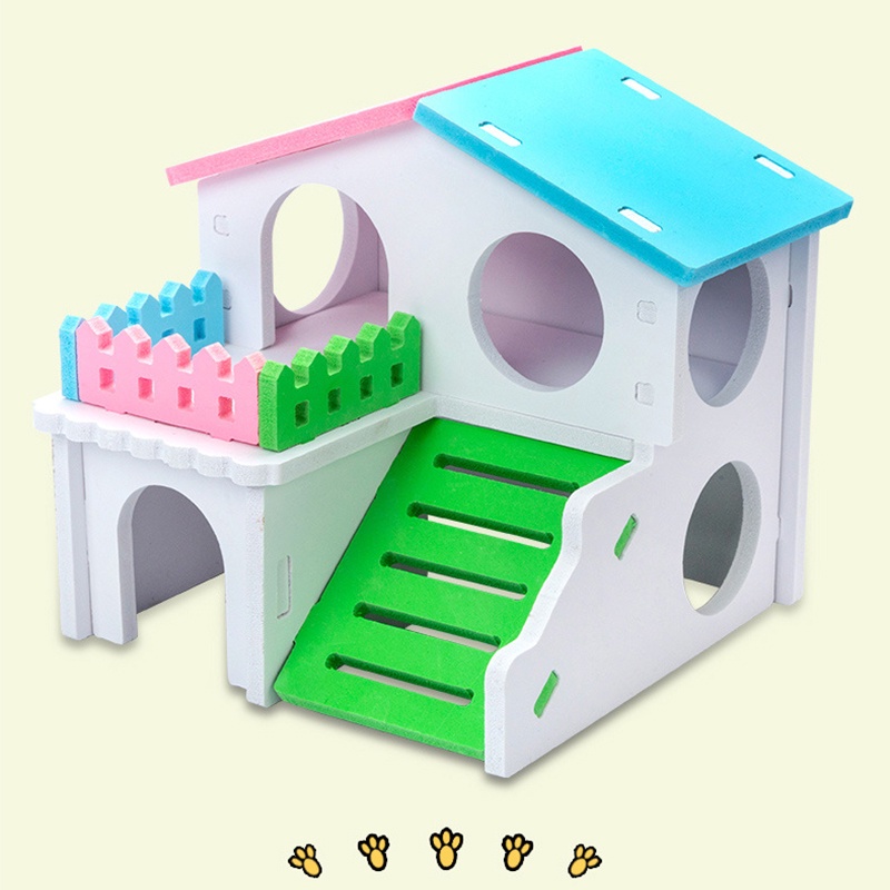 1 Pcs Hamster House Plastic DIY Double Layer Small Animal Hideout Play Hamster Villa Funny Rat Mouse