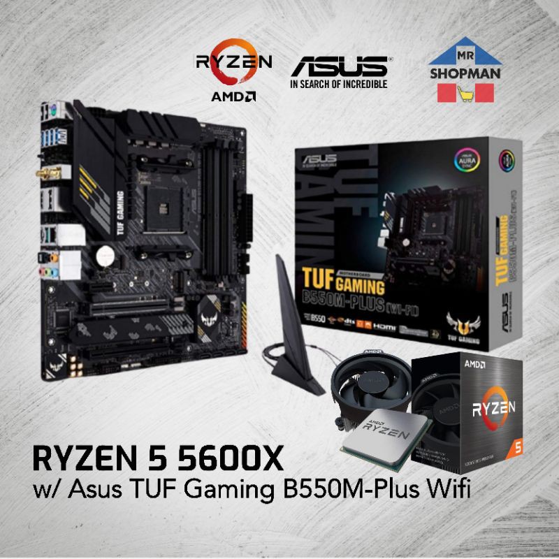 AMD Ryzen 5 5600X Processor + Asus Tuf Gaming B550M Plus Wifi