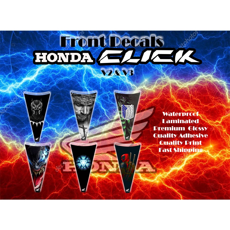Honda Click V2/V3 Front Stickers / Click Front Decals / Click