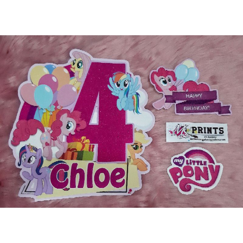 My little pony Cake topper & cupcake toppers & lettr standee & name ...