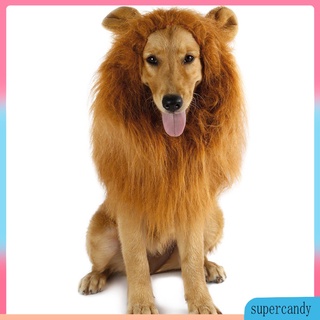 Lion Mane Wig with Ears for Large Dog Halloween Clothes Fancy Dress Up Pet Costume Supplies With E #9