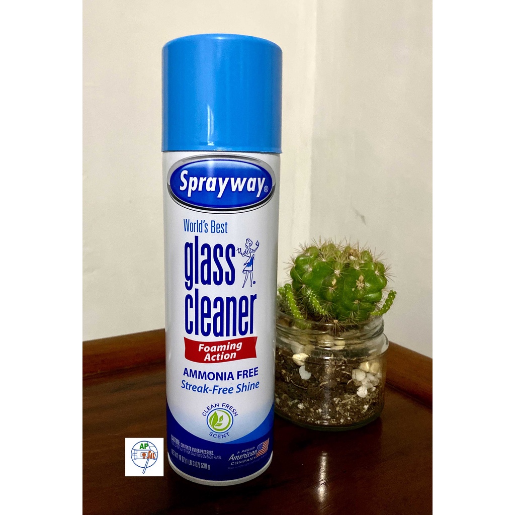 Sprayway Glass Cleaner's clings to vertical surfaces to dissolve dirt