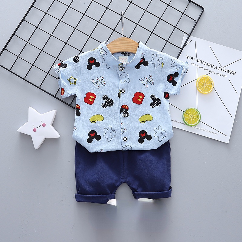 Cartoon Mickey Mouse Shirt Shorts Terno for Kids Boy Summer Clothes ...