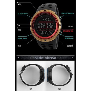 [100% Genuine]SKMEI New mens sports watch chronograph alarm clock digital watch 50M waterproof dual time countdown stopwatch 1251 #3