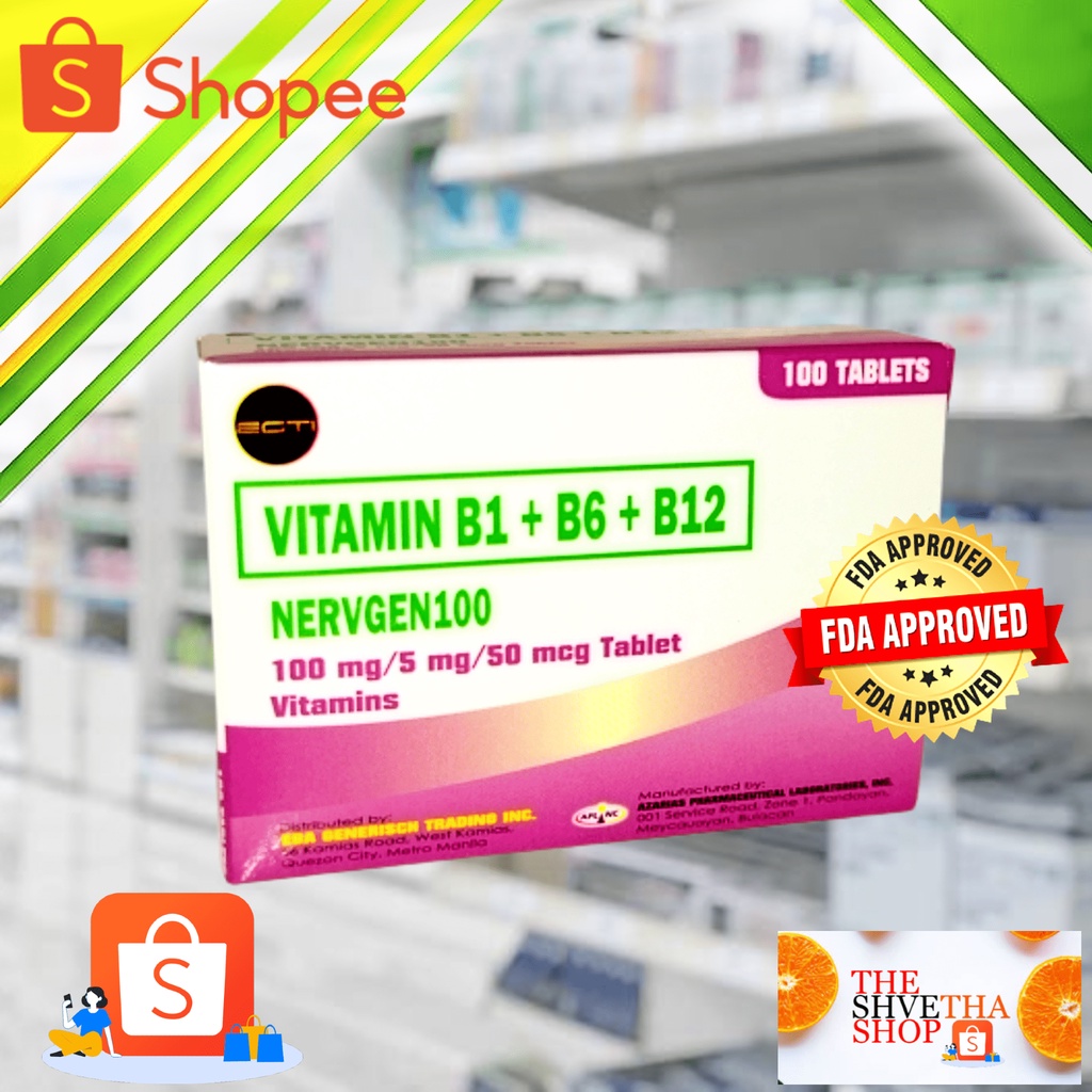 𝐍𝐄𝐑𝐕𝐆𝐄𝐍 𝐍𝐄𝐑𝐕𝐈𝐓𝐀 B1+B6+B12 (Vitamin 100 TABLETS Shopee Philippines