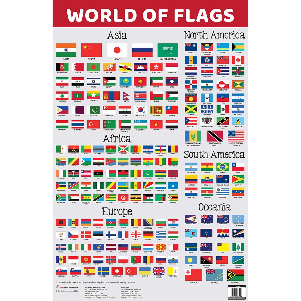 Flags Of The World Charts A4 Size Laminated Educational Wall Charts