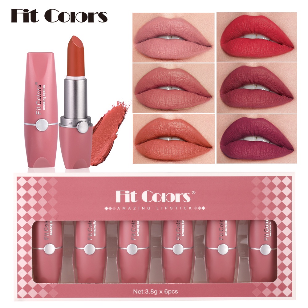 Fit Colors Matte lipstick Set box 6 sets of matte mist nonstick red