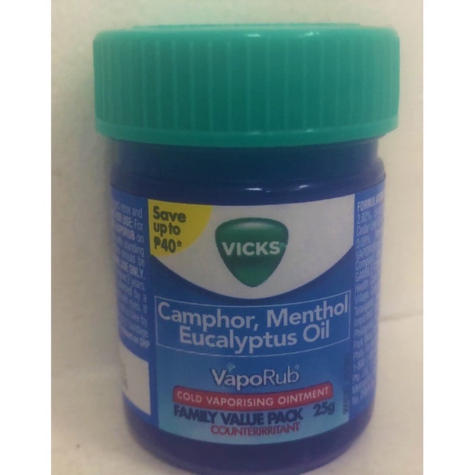 VICKS Vaporub 25g Cold Vaporising ( Camphor, Menthol, Eucalypts Oil ...