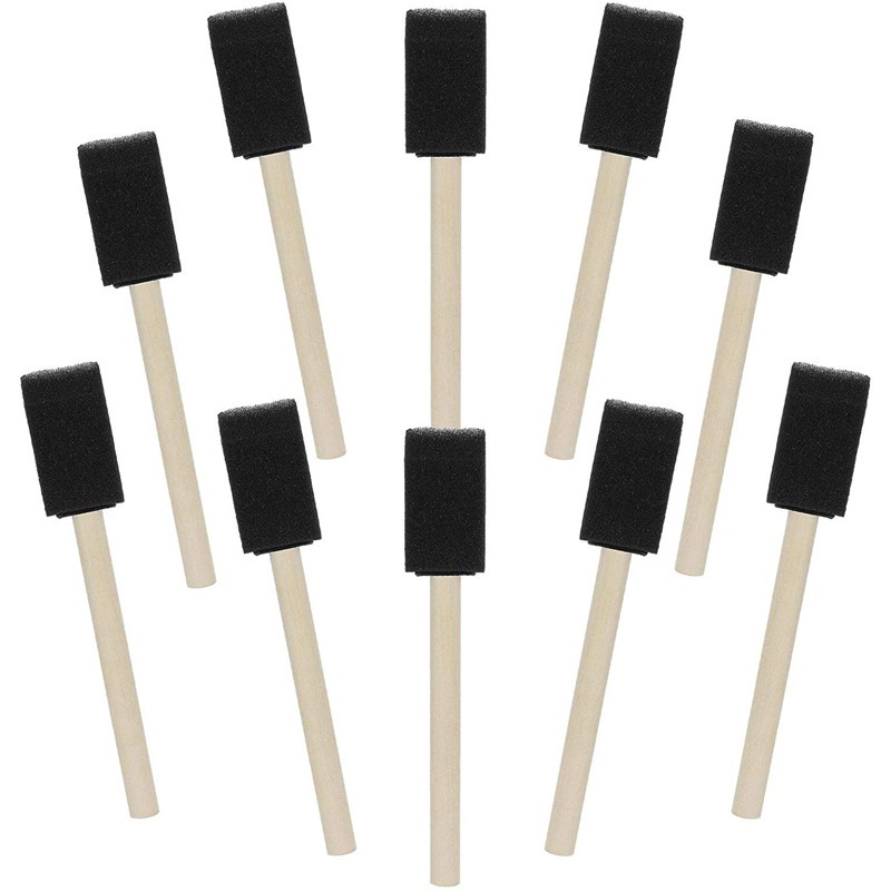 200 Pack Wide Foam Paint Brush with Wooden Handles for Acrylics, Stains, Varnishes, Crafts, Arts