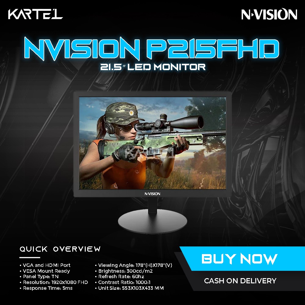 Nvision P215FHD 21.5 Inch LED Monitor, Brand new 21.5 " Gaming monitor