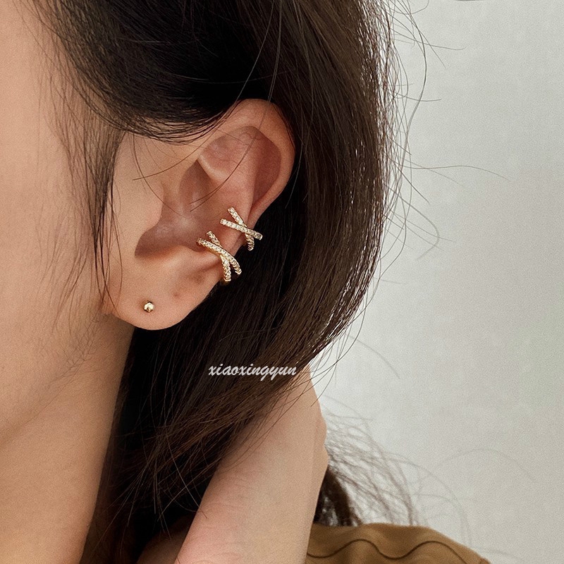 Fake Piercing. 14K Gold Filled Ear Cuff Set for Non-Pierced Ears 