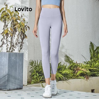 Lovito Summer Plain High Waist Sports Yoga Pants L02044 (Light Blue/Pink/Black/Dark Blue)