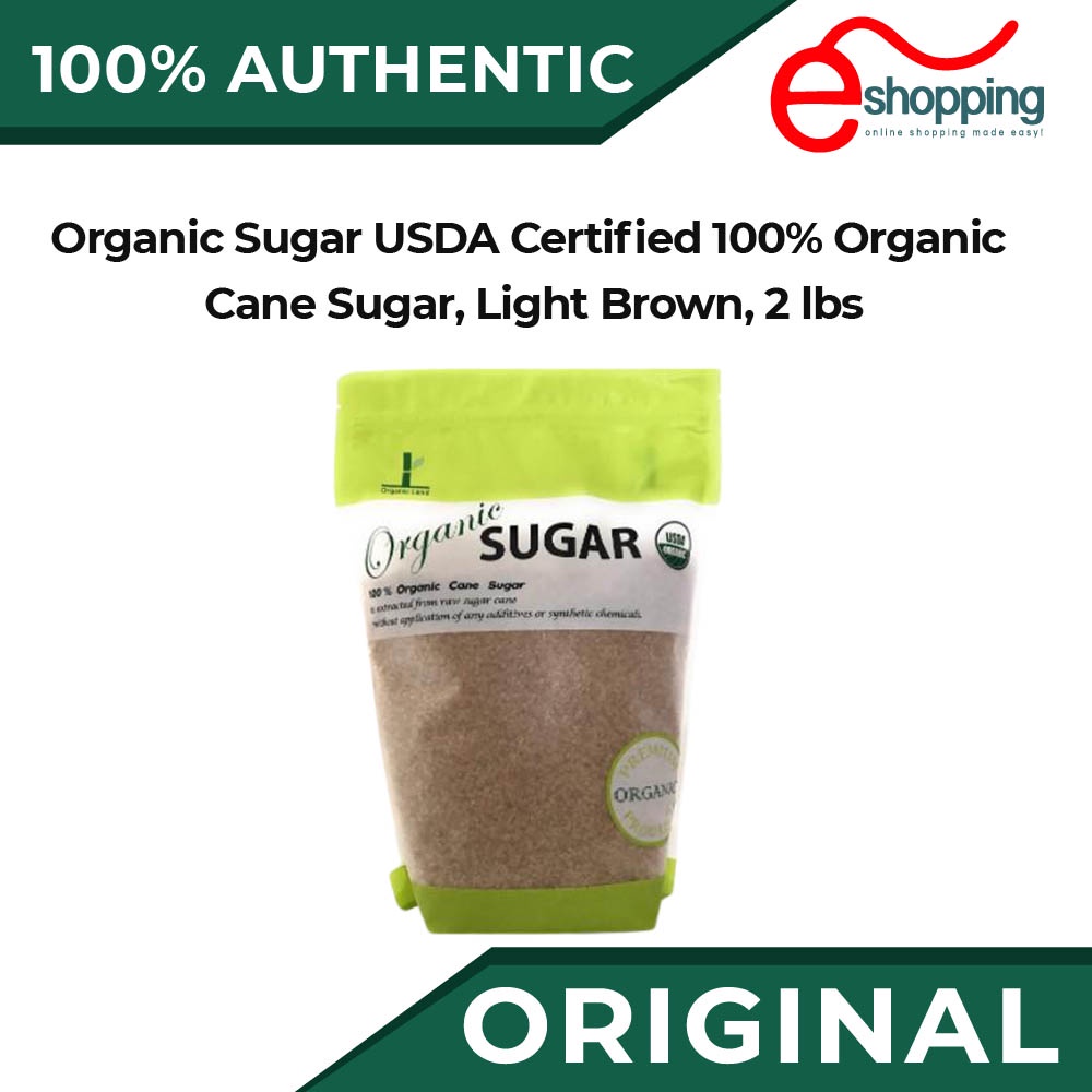 Organic Sugar USDA Certified 100 Organic Cane Sugar, Light Brown, 2