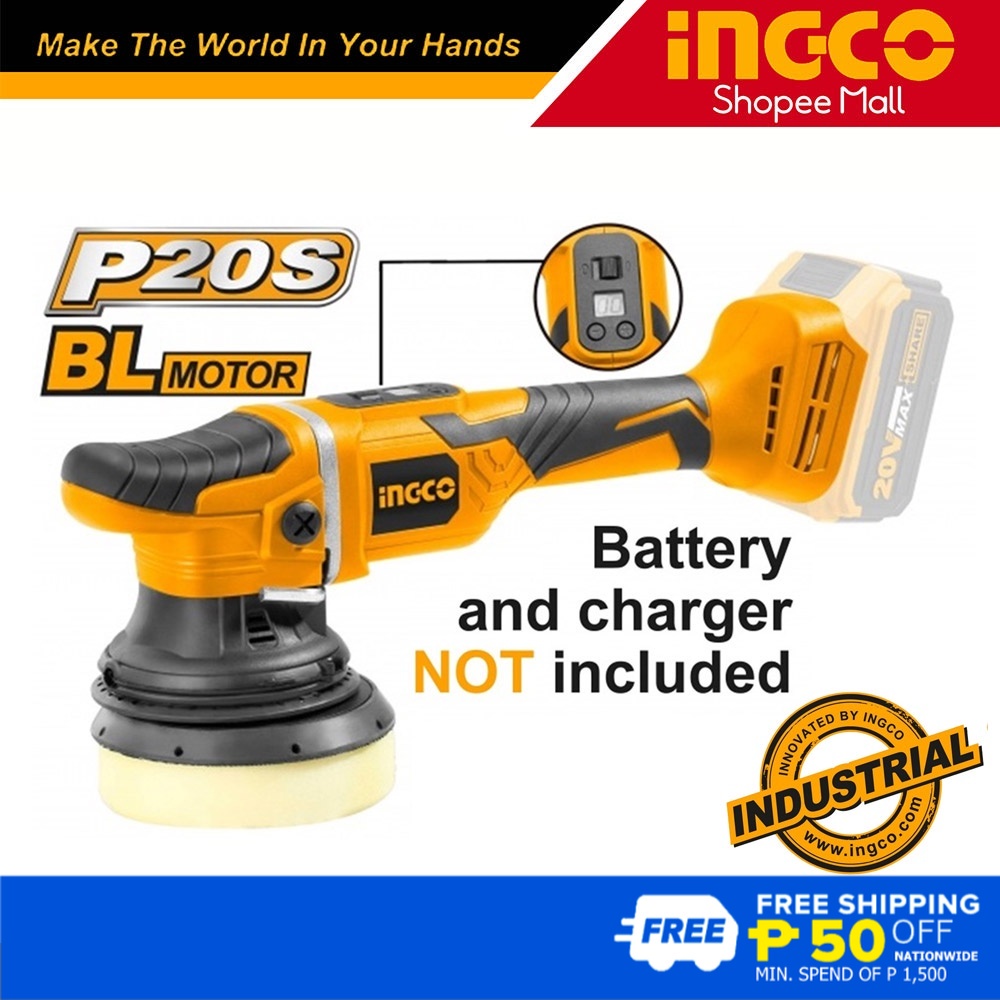 Ingco APLI2002 20V LithiumIon Cordless Angle Car Polisher / Buffing