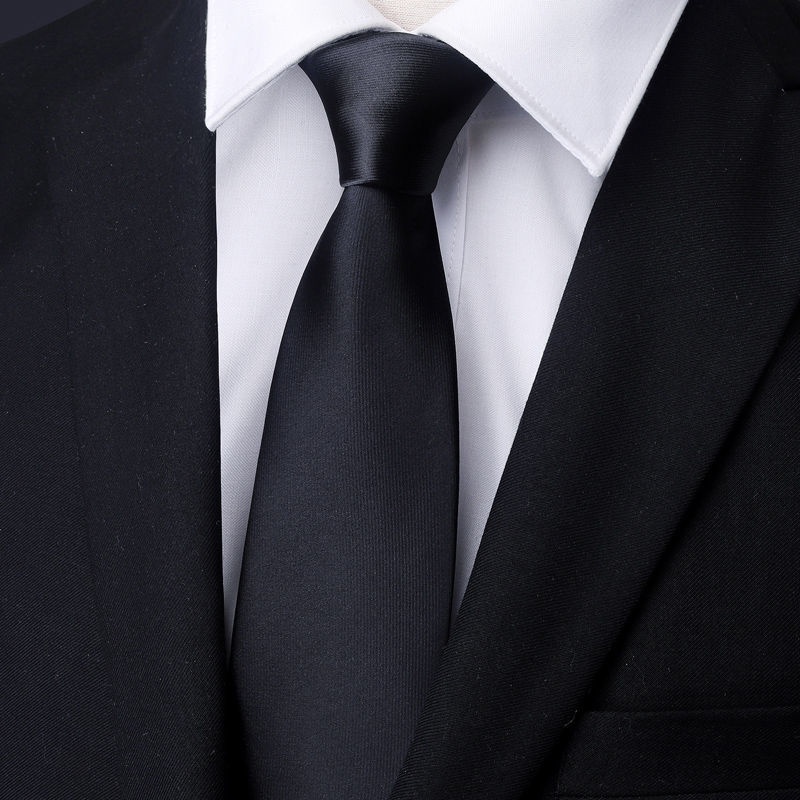 Men's Tie Business Formal Wear Professional Office Work Pure Black ...