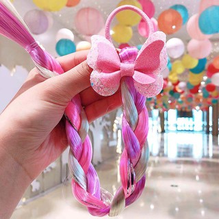 1PCS New Cute Princess Headwear Fashion Colorful Baby Kids Unicorn Wig Hairband Bowknot Girl Ponytail Braided Hair Tie Accessories Hairband #4