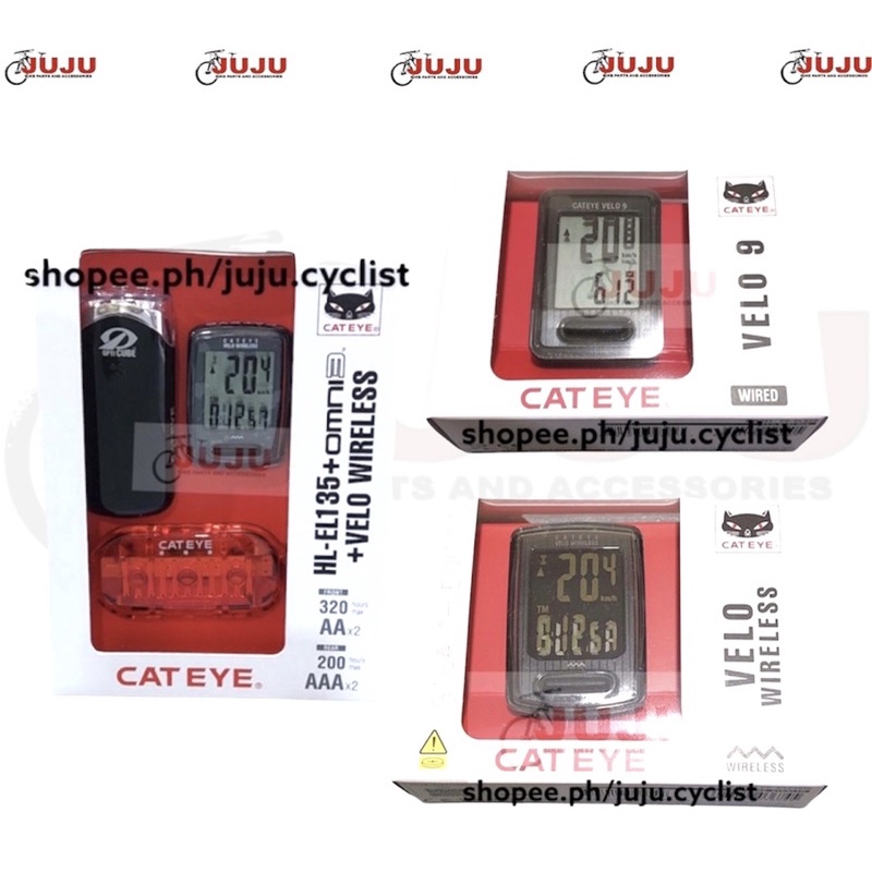 CATEYE Speedometer Velo9 Velo Wireless Light & Speedometer Kit Juju