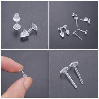 50 Pair General Purpose Clear Plastic Anti-Allergy Ear Stud Replacement Plug #2