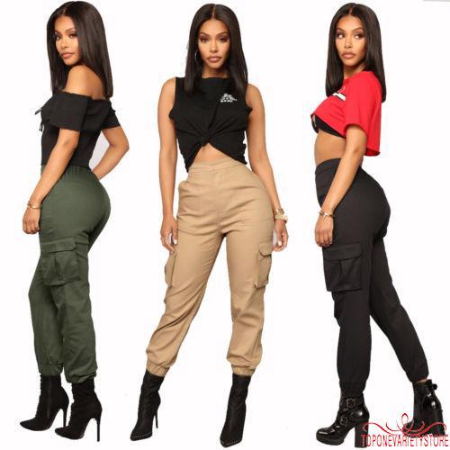ladies cotton cargo trousers
