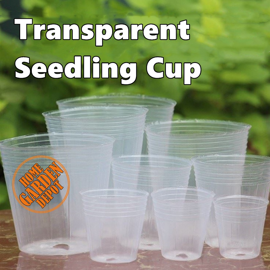 20pcs Clear Plastic Seedling Pot Nursery Cup Thickened Seedling Bag