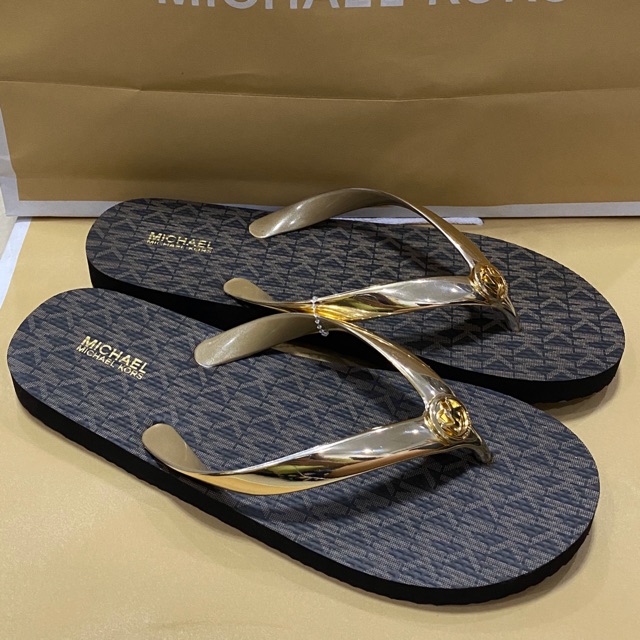 michael kors logo flip flops