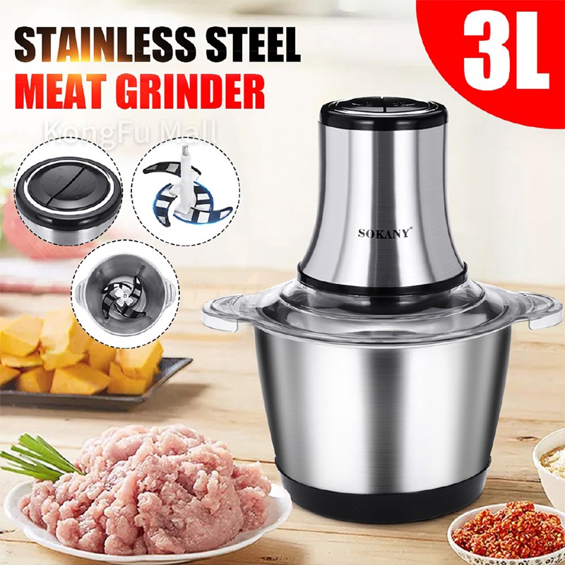 KONG SOKANY 800W 3L Food Processor 304 Stainless Steel Electric Meat