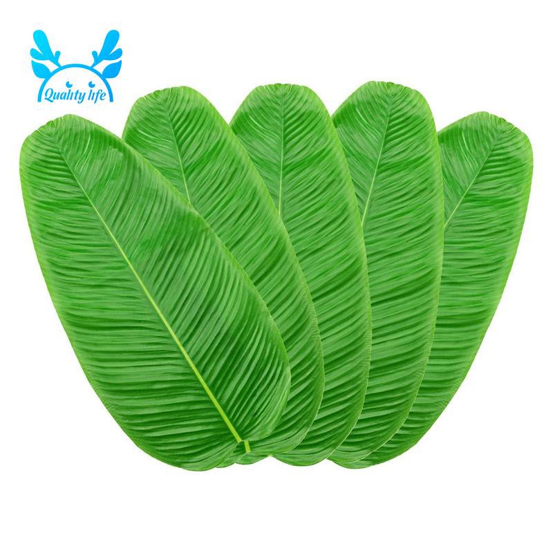 5PCS Artificial Banana Leaves Faux Tropical Leaves for Hawaiian Luau Party Decor Table Runner Centerpiece Place Mat