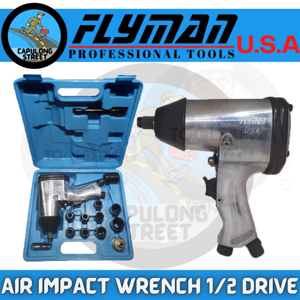 Capulong Flyman Air Impact Wrench W/ Socket Set 824mm 1/2 Drive 6
