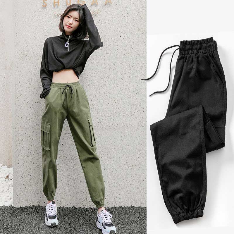 womens skinny black cargo pants