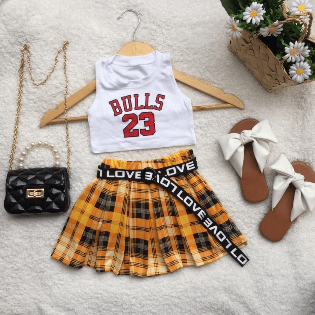 BIG SALE! New YASMIN Pleated Skirt and Crop Top with Belt for 1-3 3-5 years old | Set Vinyl Subli Pr
