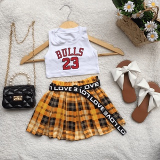 BIG SALE! New YASMIN Pleated Skirt and Crop Top with Belt for 1-3 3-5 years old | Set Vinyl Subli Pr #1
