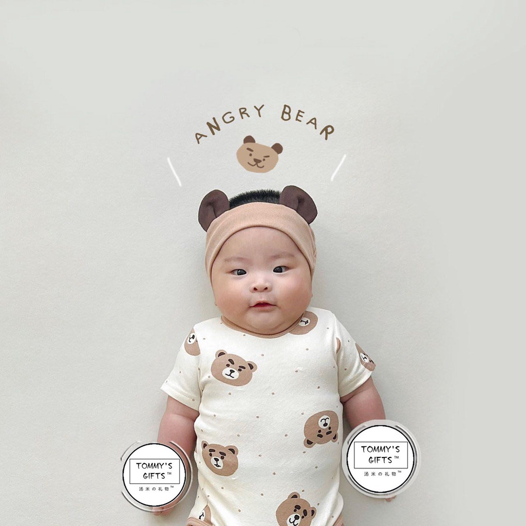 Summer Baby Clothes Bear Short Sleeve with Hairband Newborn Clothing