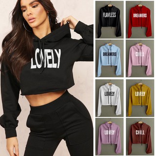 LongSleeve Crop Top casual blouse hooded tshirt fashion sexy