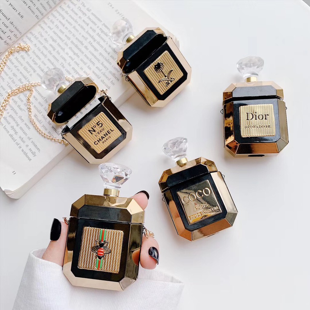 Coco Bee Dior Perfume Bottle Luxury Gold Plating Airpods Case Soft Earphone Case With Lanyard Shopee Philippines