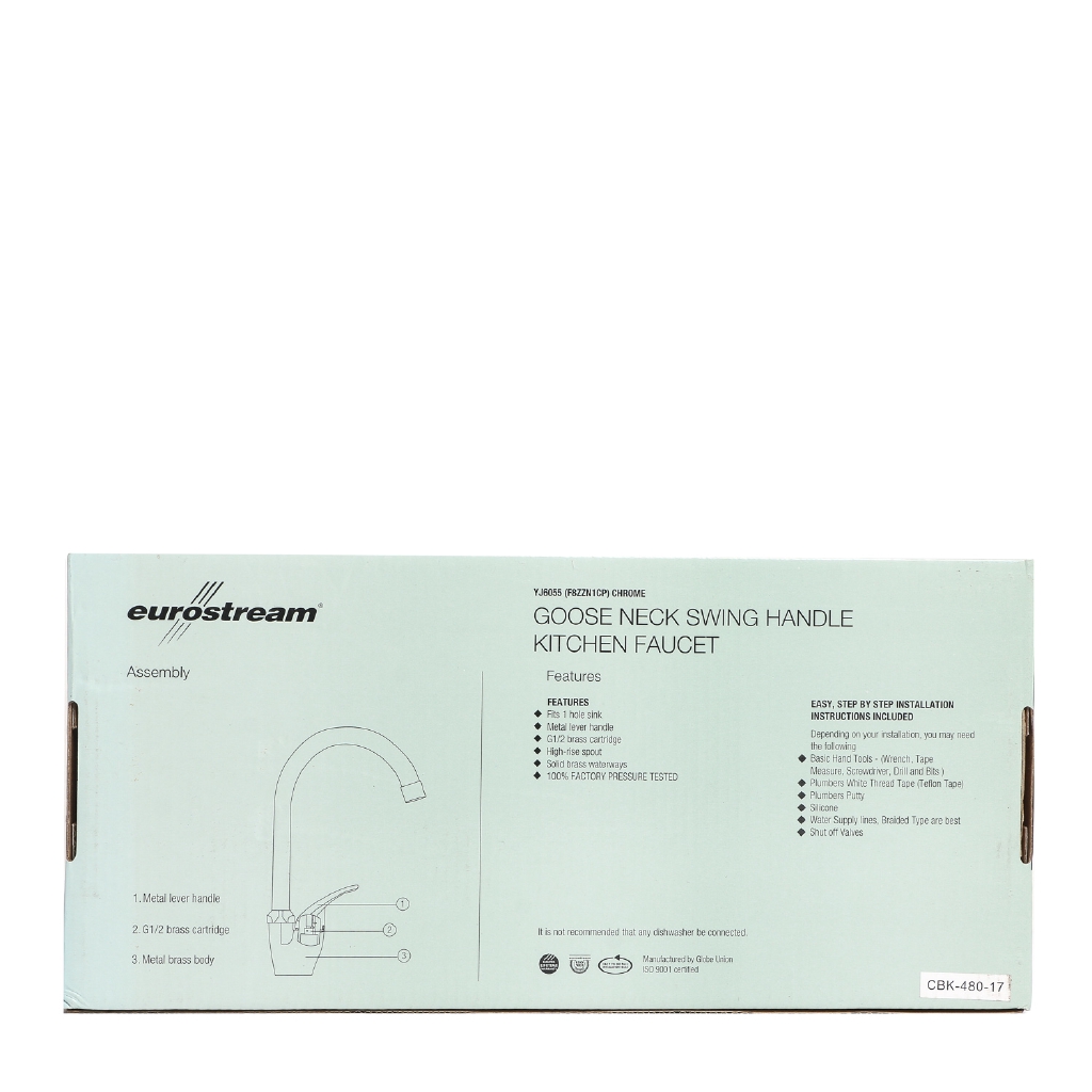 Eurostream 1 Lever Goose Neck Swing Handle Kitchen Faucet Yj6055