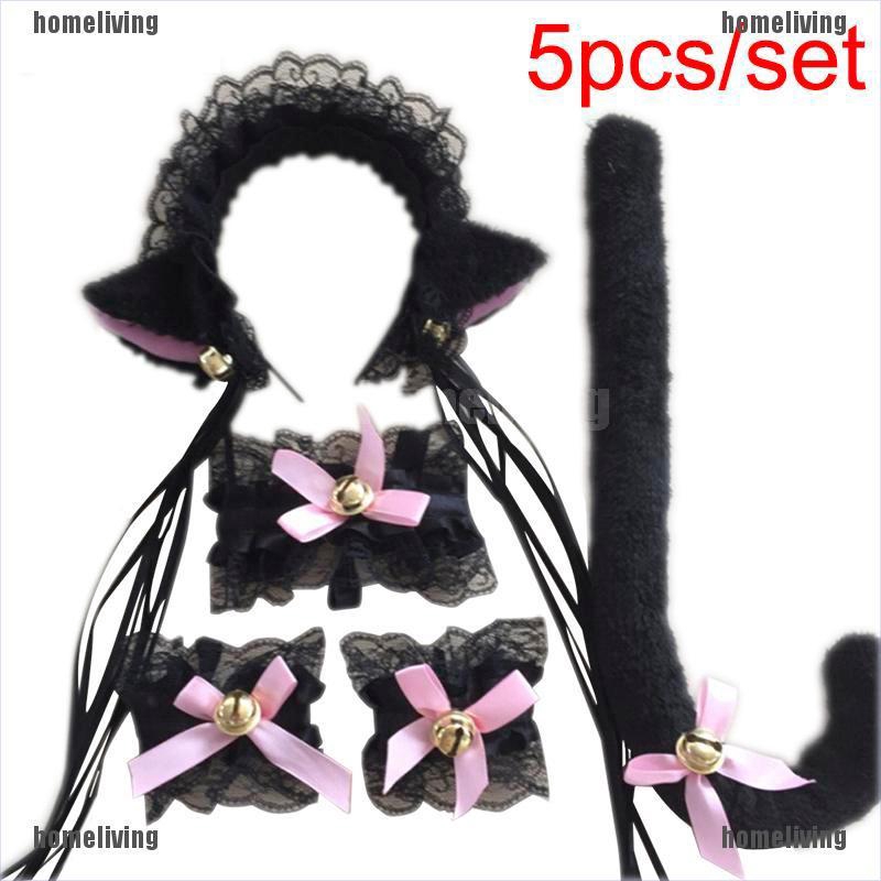 Lovely Anime Cosplay Costume Cat Ears Headband Hair Band Tail Eadwear Set Shopee Philippines