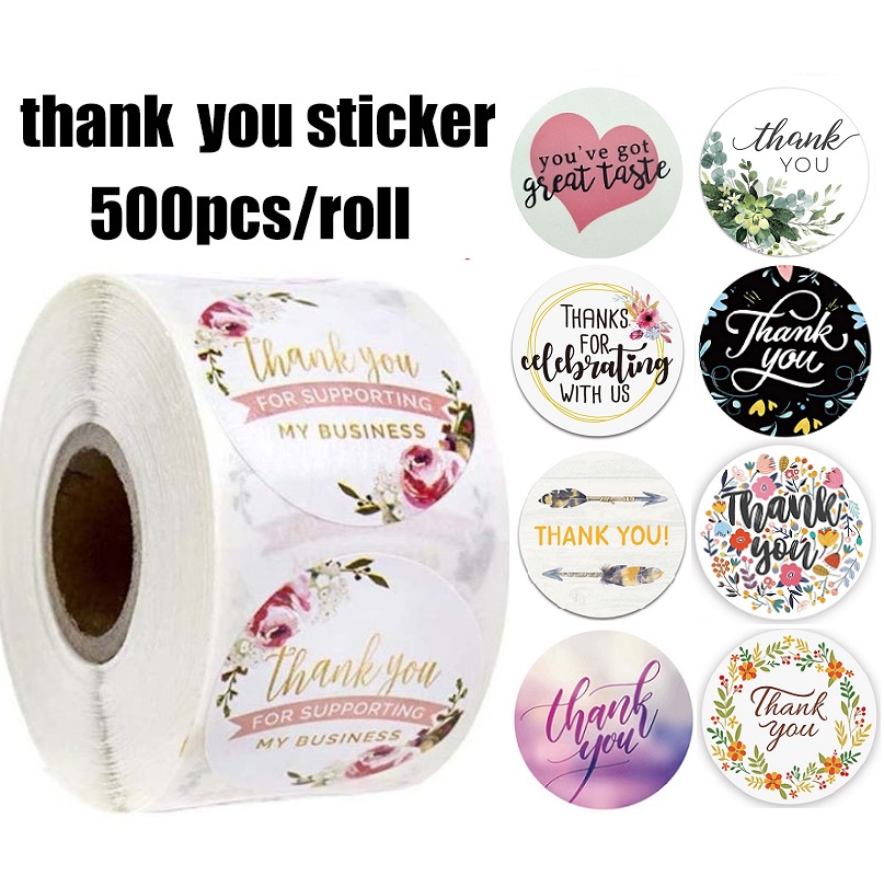 120* Flowers Thank You Stickers Roll Shopping Business Envelope Seals Label Gift