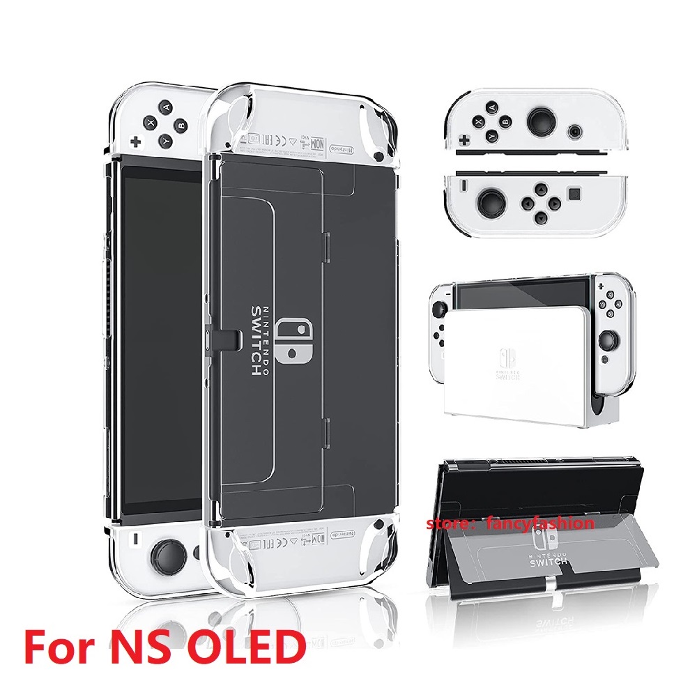 Transparent Protective Case for Nintendo Switch OLED Flip Shell for NS OLED Crystal Dockable