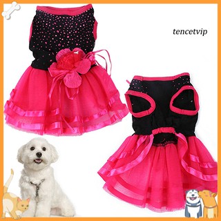 【Vip】Pet Dog Rose Flower Gauze Tutu Dress Skirt Puppy Cat Princess Clothes Apparel